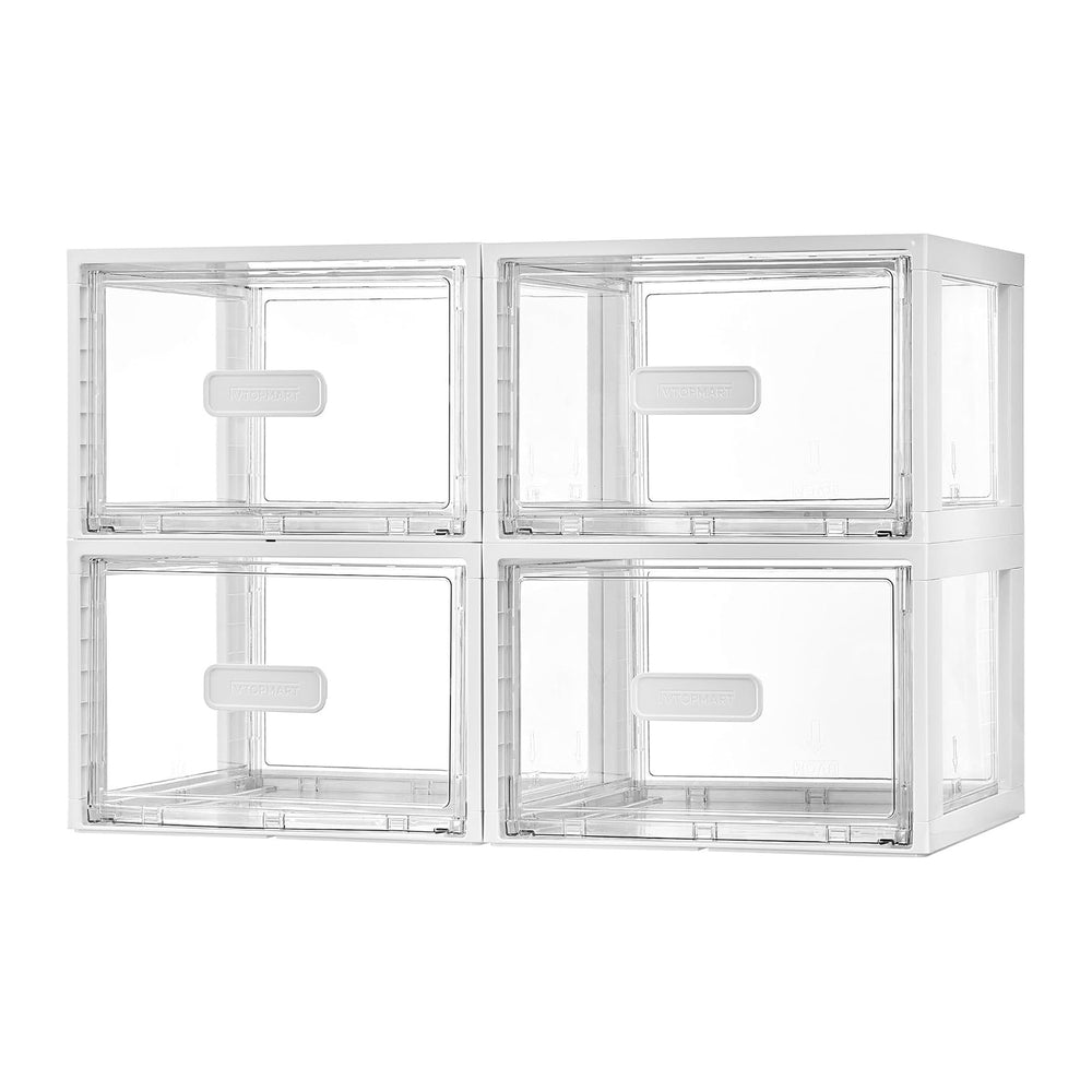 Vtopmart 4 Pack 18QT White Stackable Storage Drawers, Easily Assemble Closet