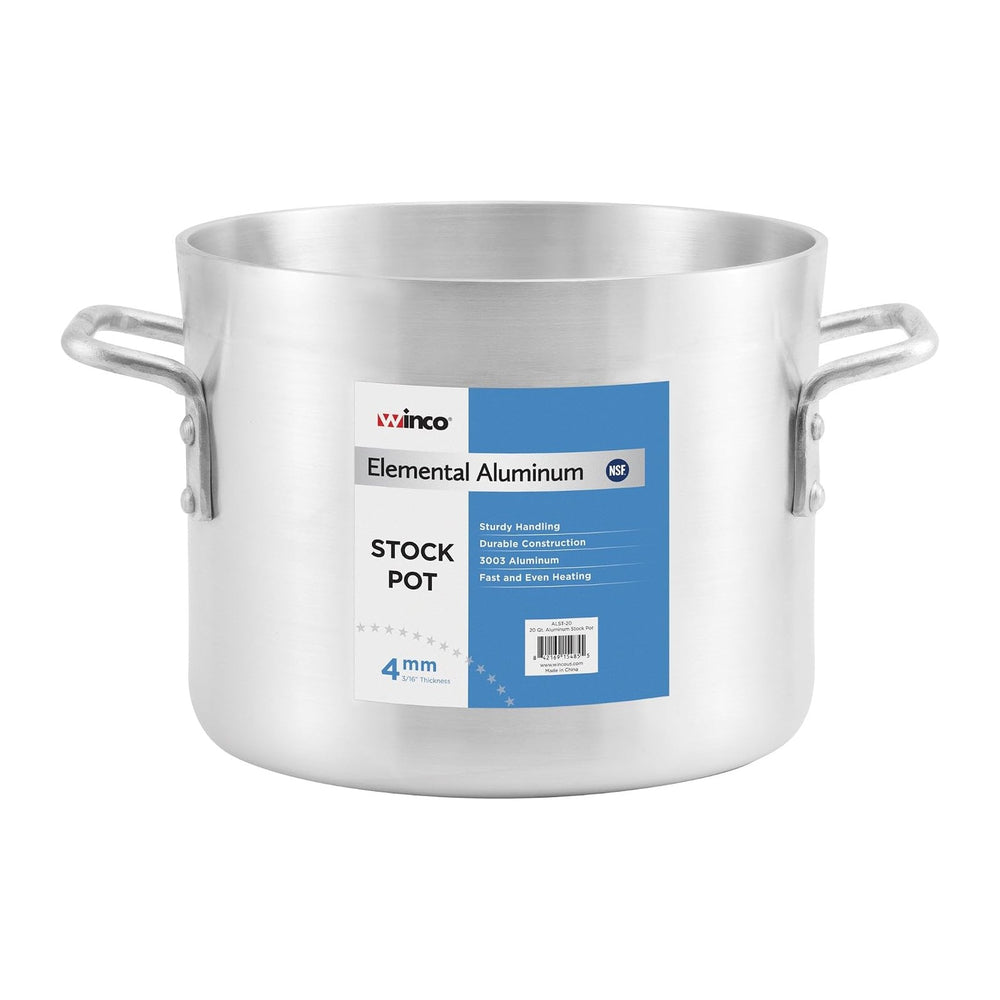 Winco ALST-10-NC Elemental Aluminum, 10 Qt Stock Pot, Cooking Pot, Hand wash