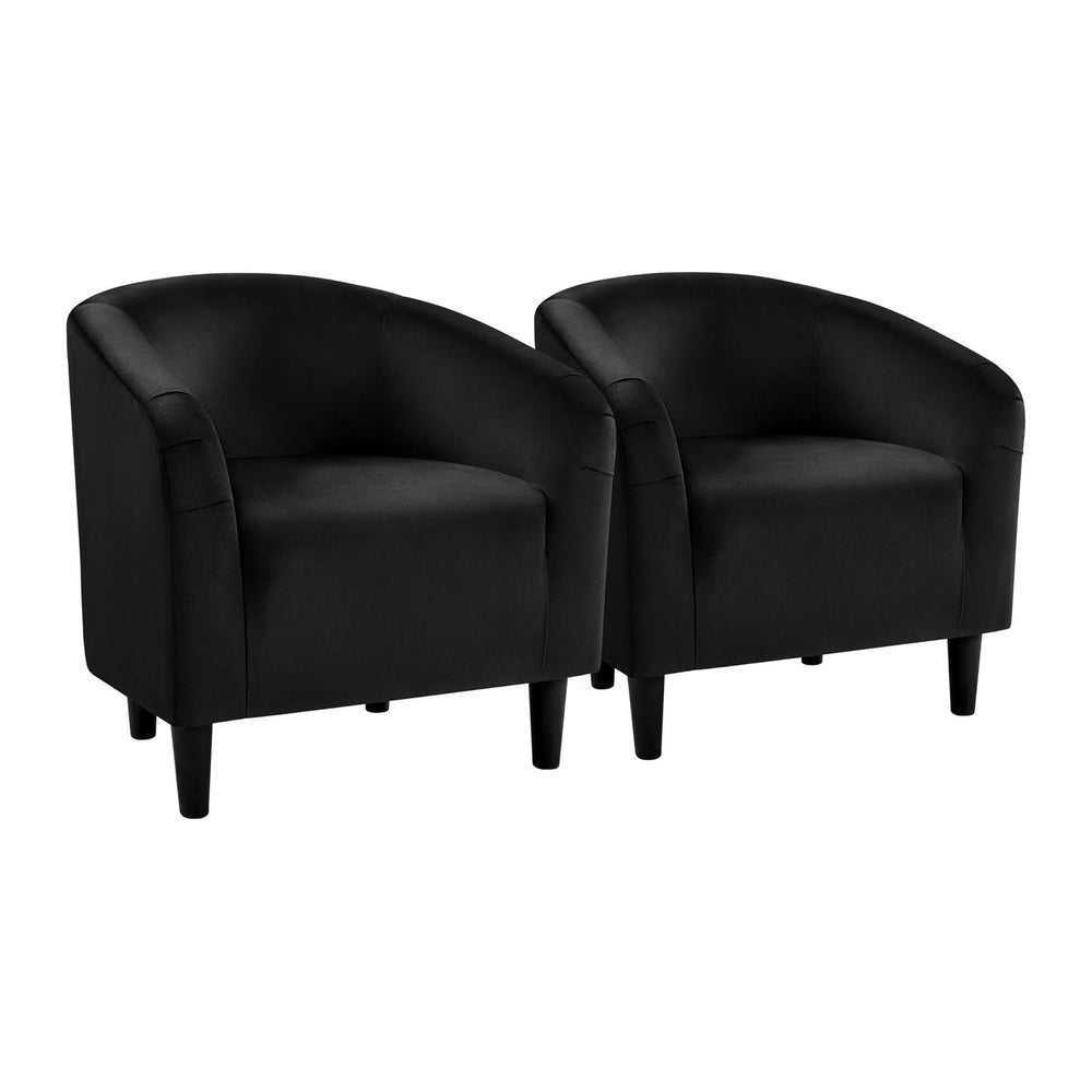 Yaheetech Compact Velvet Accent Chairs Set of 2 for Small Spaces, Black